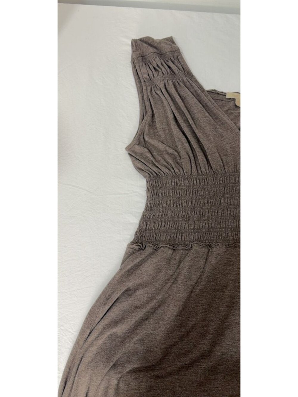 Bordeaux Womens Maxi Dress L Brown Smocked Waist Flowy Stretch Boho Sleeveless - Picture 11 of 14